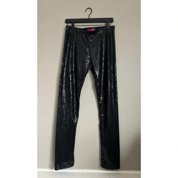 ALICE & OLIVIA Zendaya Sequin Leggings in Black - Picture 2 of 3